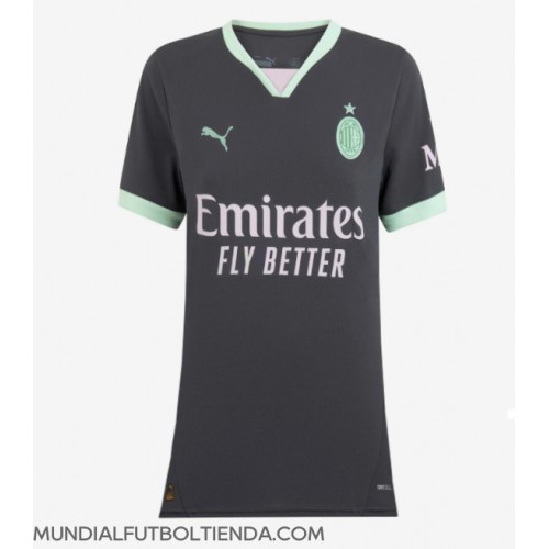 Camiseta AC Milan Tercera Equipación Replica 2024-25 para mujer mangas cortas